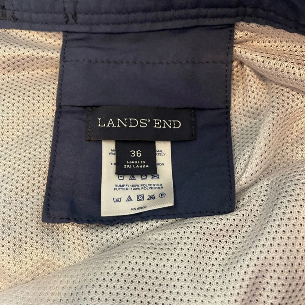 Men's Lands' End swim shorts trunks mesh color block size 36 Like New blue